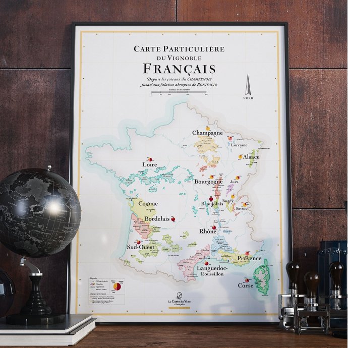 Affiche Carte des Vins de France - La Bel'France Cluny