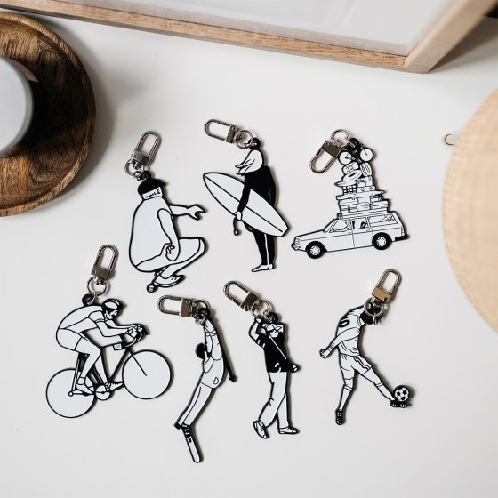 Porte-clés en bois - Vélo bucolique - Les Petites Hirondelles