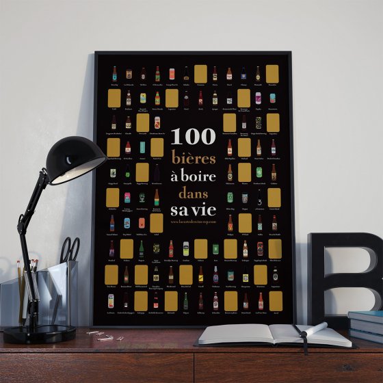 Affiche à gratter - 100 bières à boire dans sa vie - Les Raffineurs